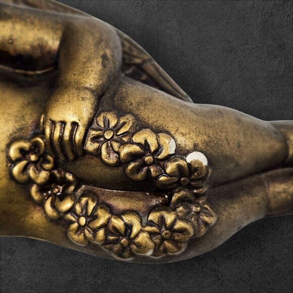 Vintage Gold Cherub Figurine w/ Green Rhinestone Eyes 8" x 6" Cottagecore Decor - Picture 5 of 10